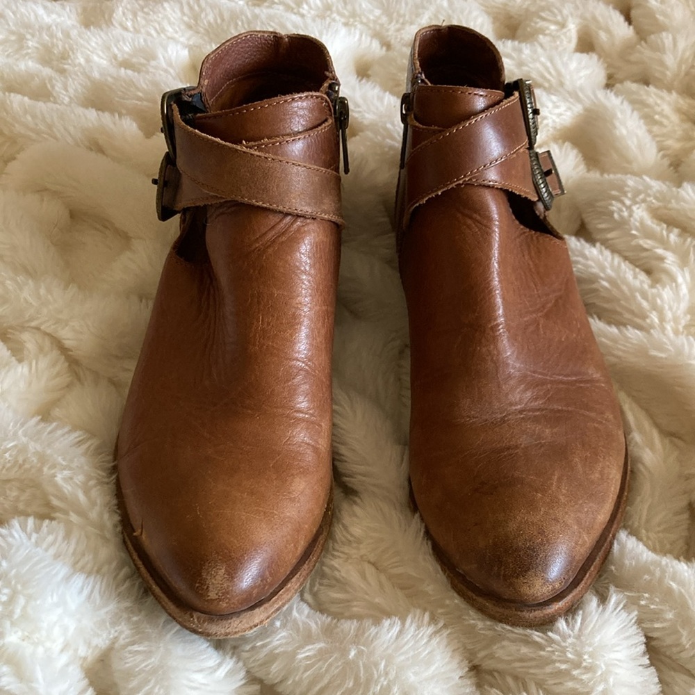 Frye two buckle brown leather booties 6.5M